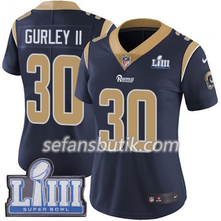 Los Angeles Rams Tröjor Todd Gurley II 30 Nike Blå 2019 Super Bowl LIII - Dame